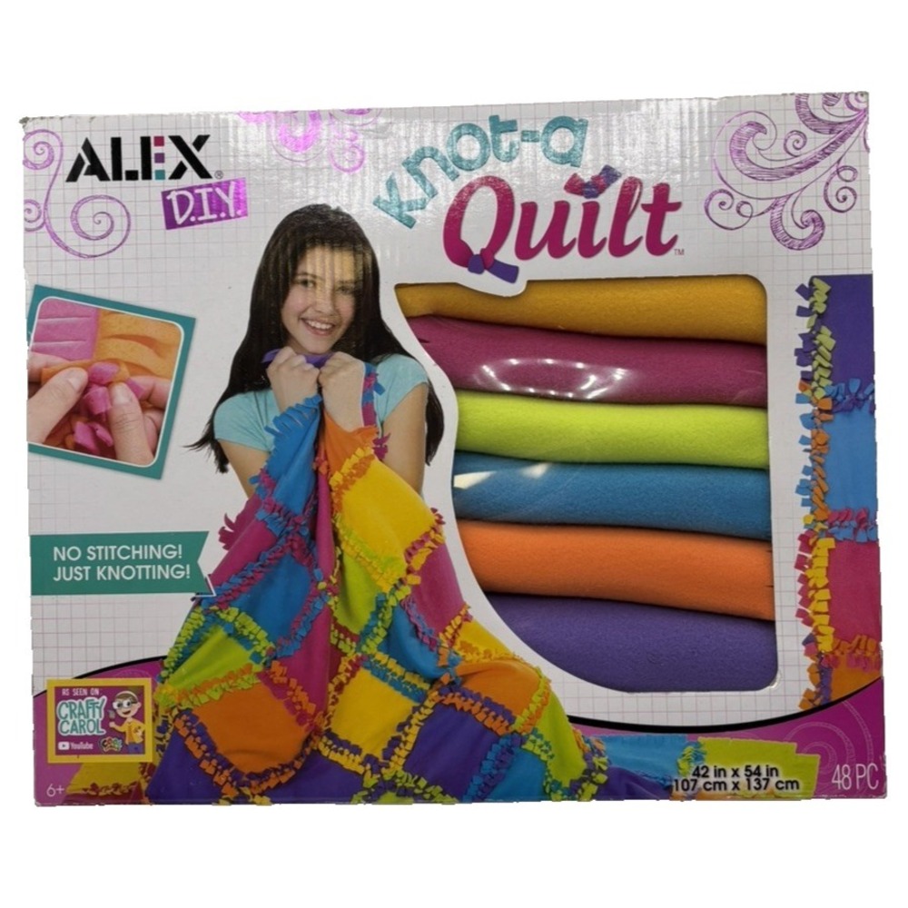 Alex DIY Knot-A-Quilt Fleece Quilt - Ready to Assemble 48 Pieces 42" x 54"